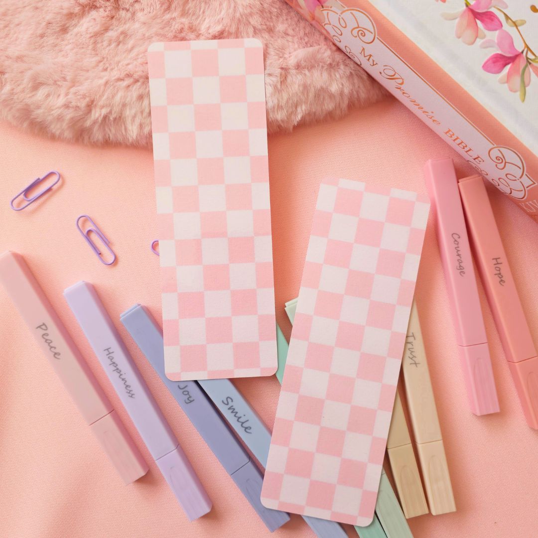 Pink Checker Bookmark