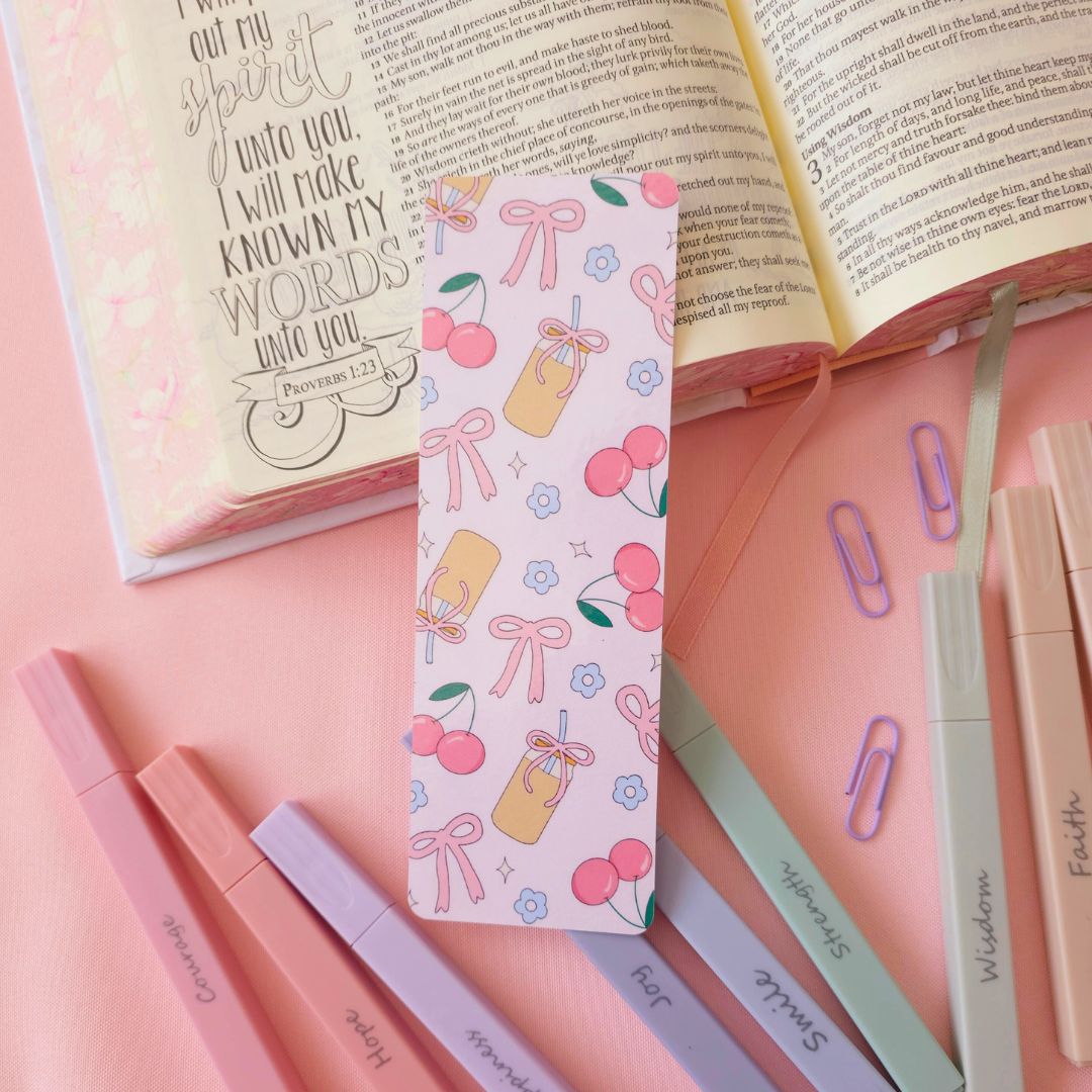 Pink Coffee Bow Bookmark