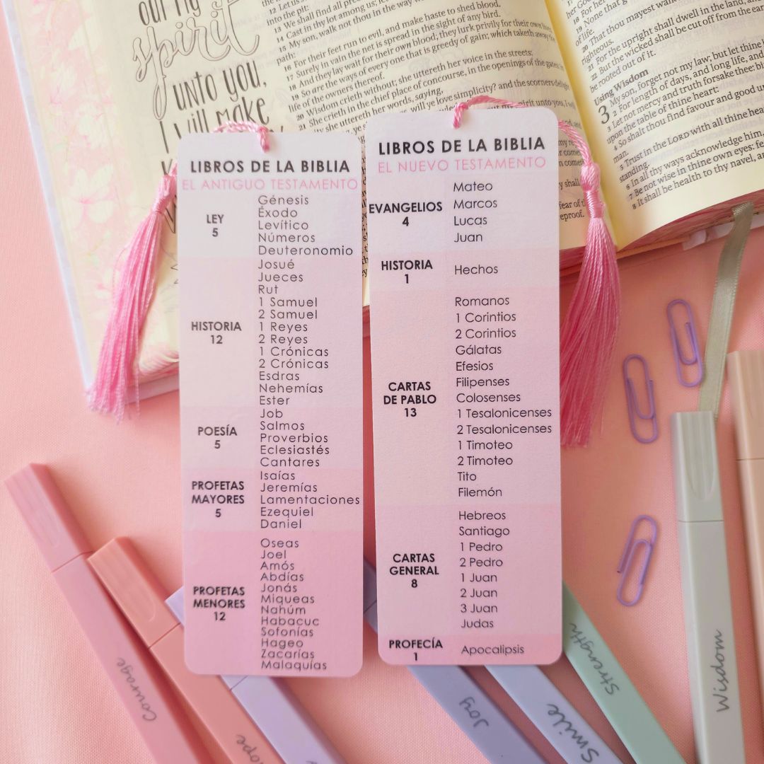 Libros de la Biblia Bookmark - Pink
