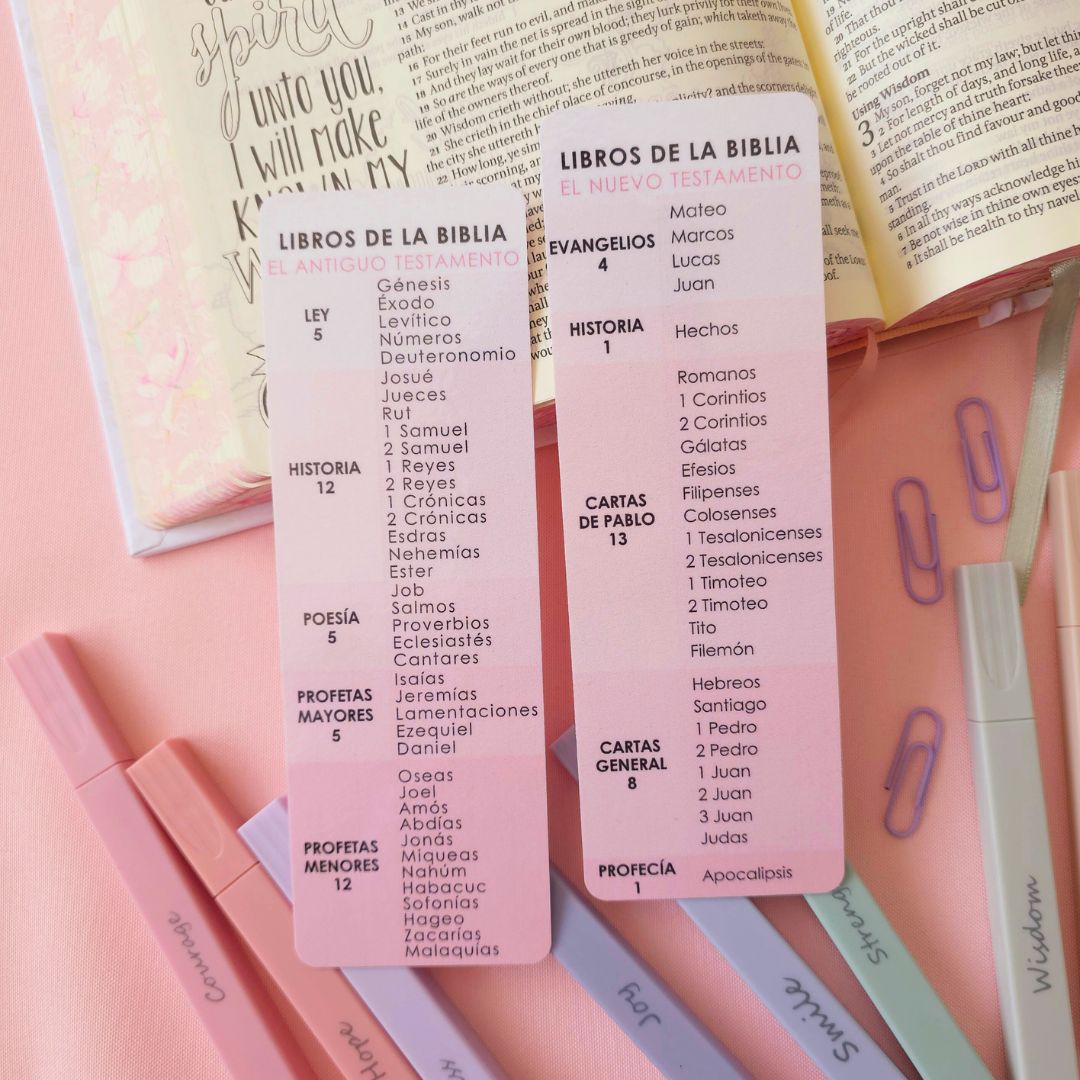 Libros de la Biblia Bookmark - Pink