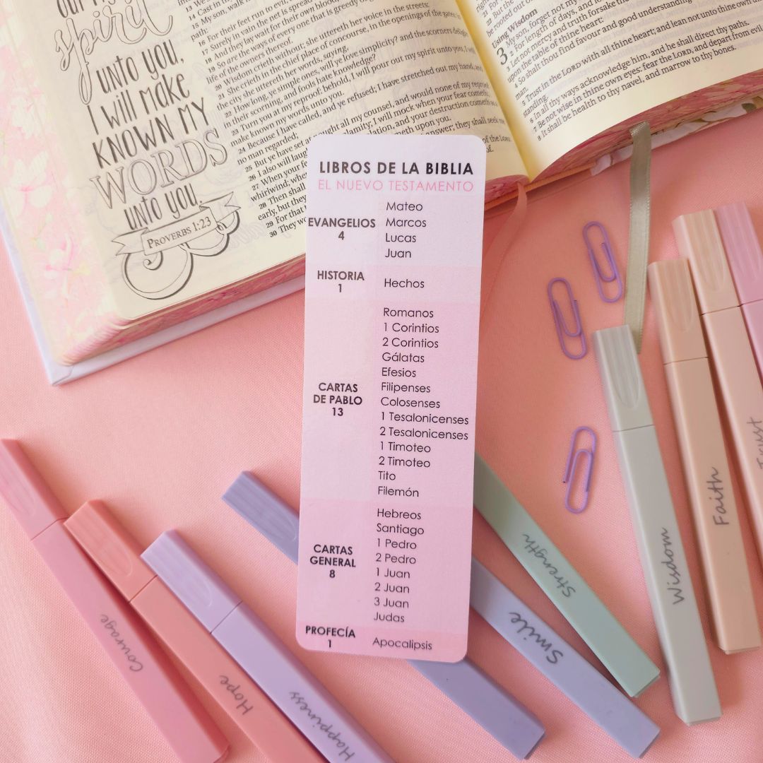 Libros de la Biblia Bookmark - Pink