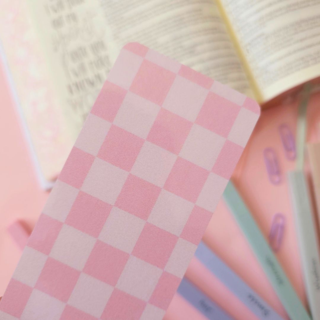 Pink Checker Bookmark
