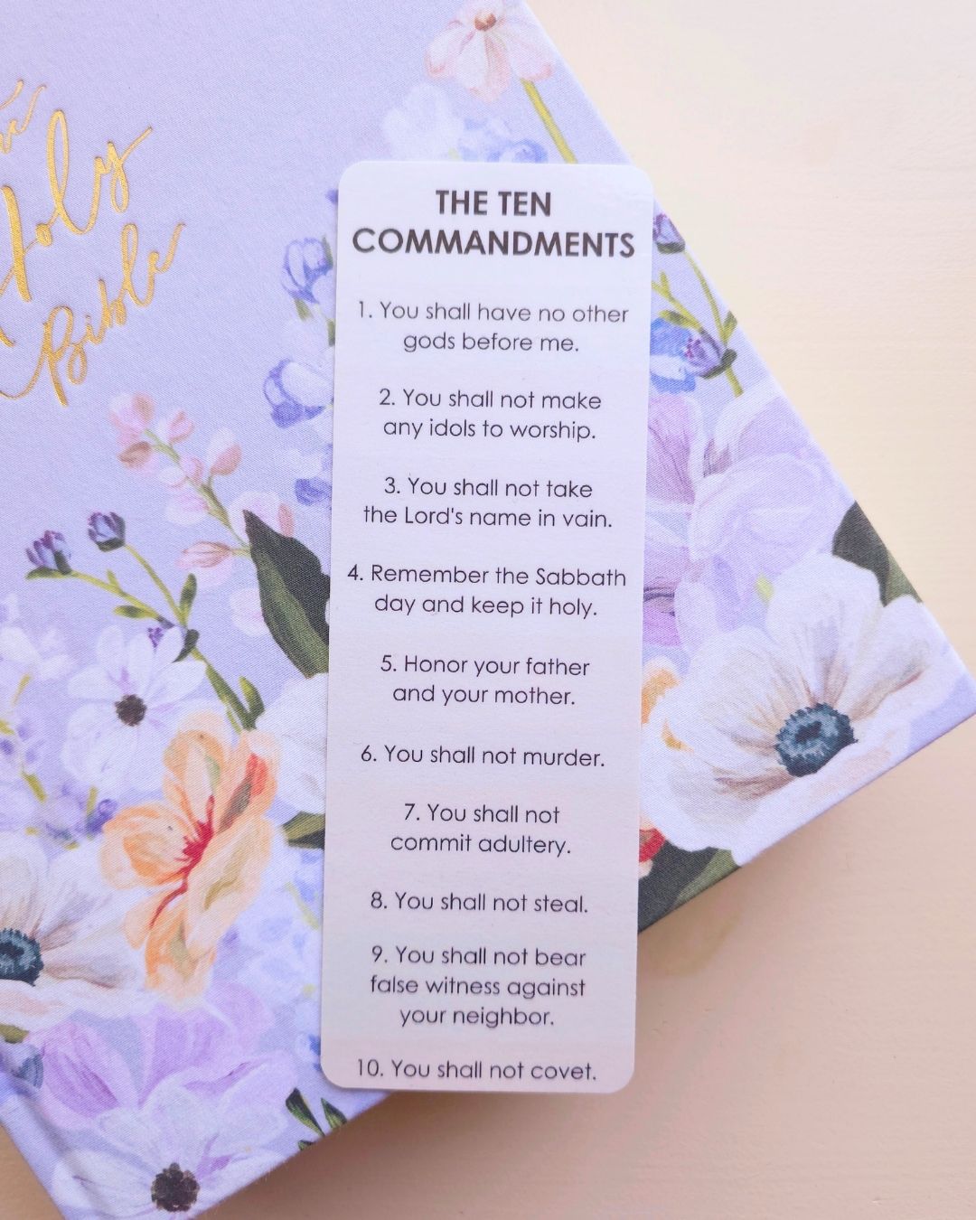 Ten Commandments Bookmark - Tan