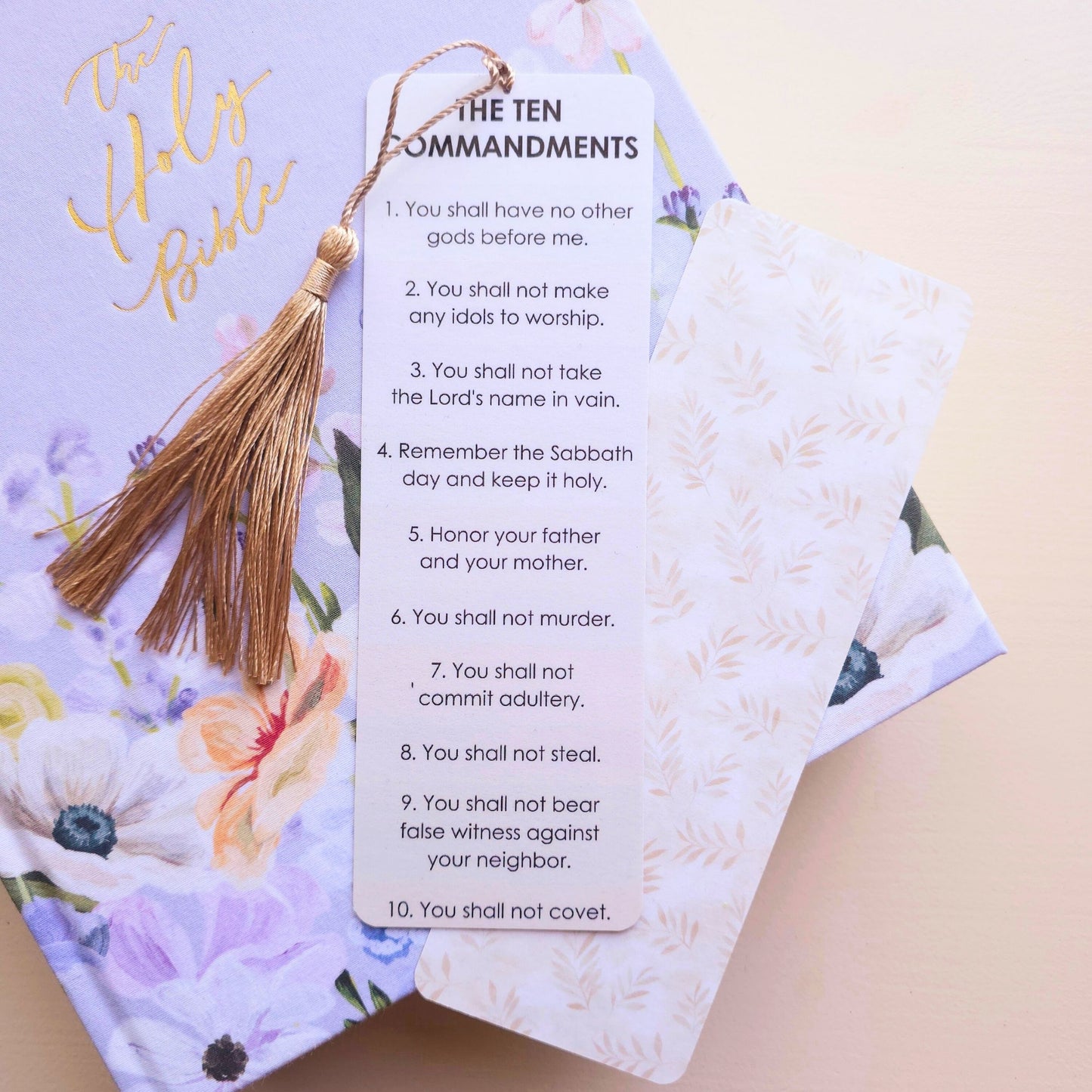 Ten Commandments Bookmark - Tan
