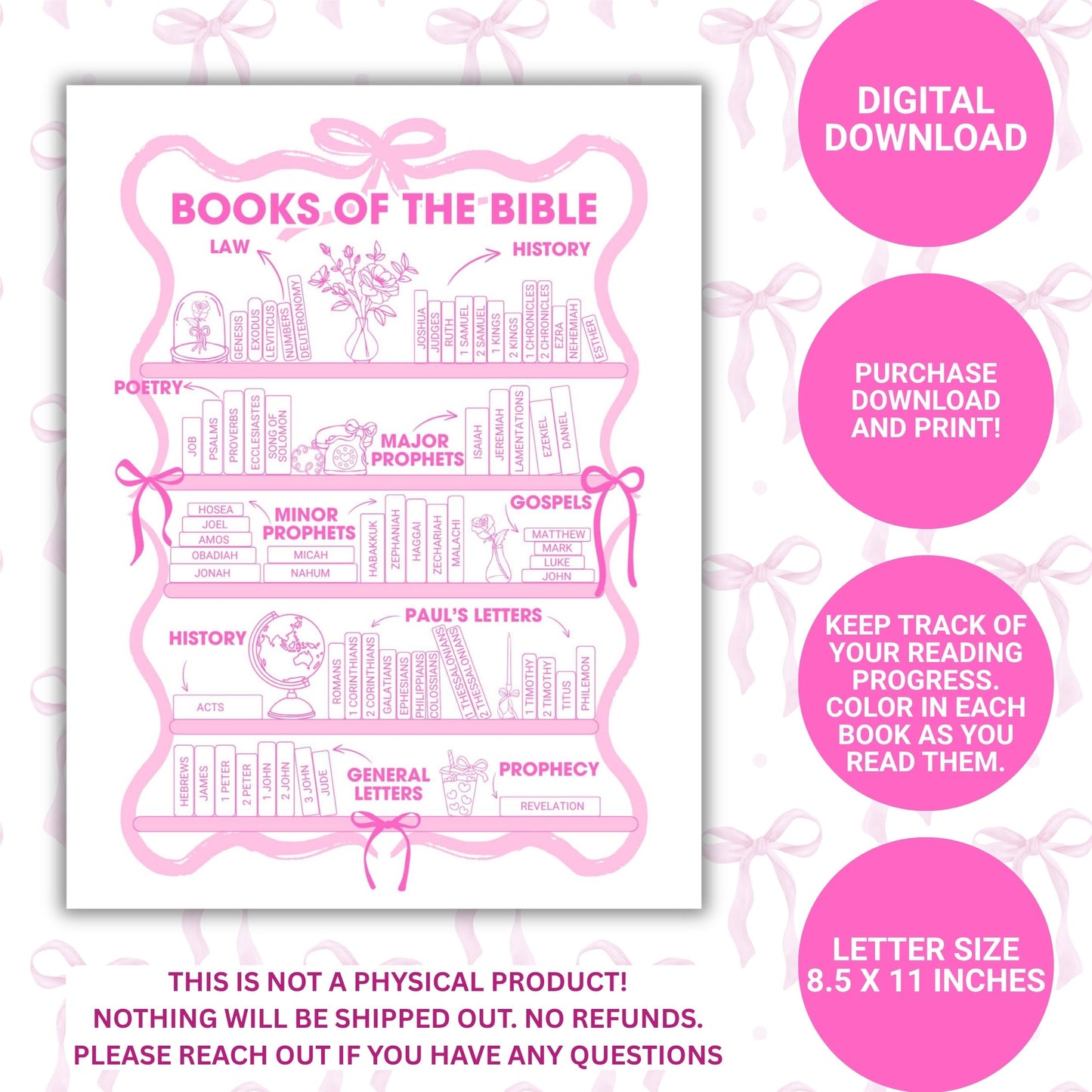 7 Color BUNDLE Bible Books Reading Tracker - Digital File