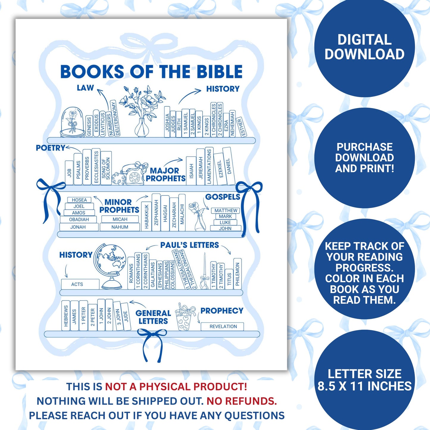 7 Color BUNDLE Bible Books Reading Tracker - Digital File