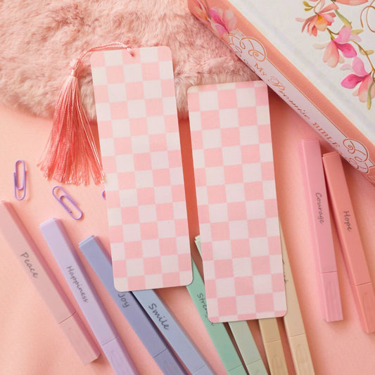 Pink Checker Bookmark