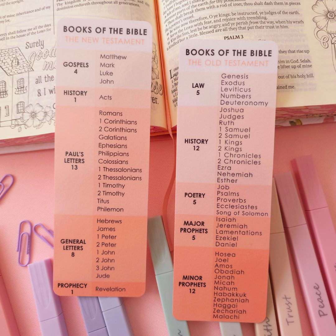 Books of the Bible Bookmark - Peach