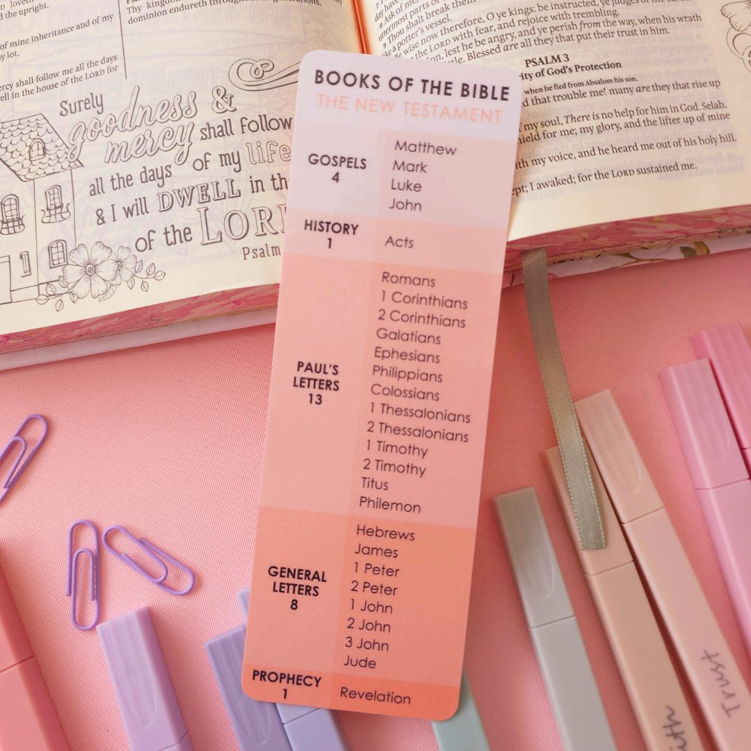Books of the Bible Bookmark - Peach