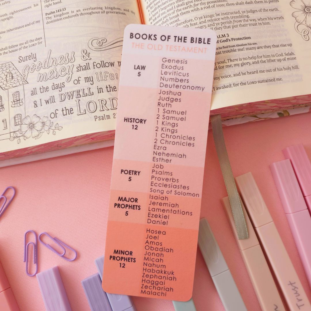Books of the Bible Bookmark - Peach