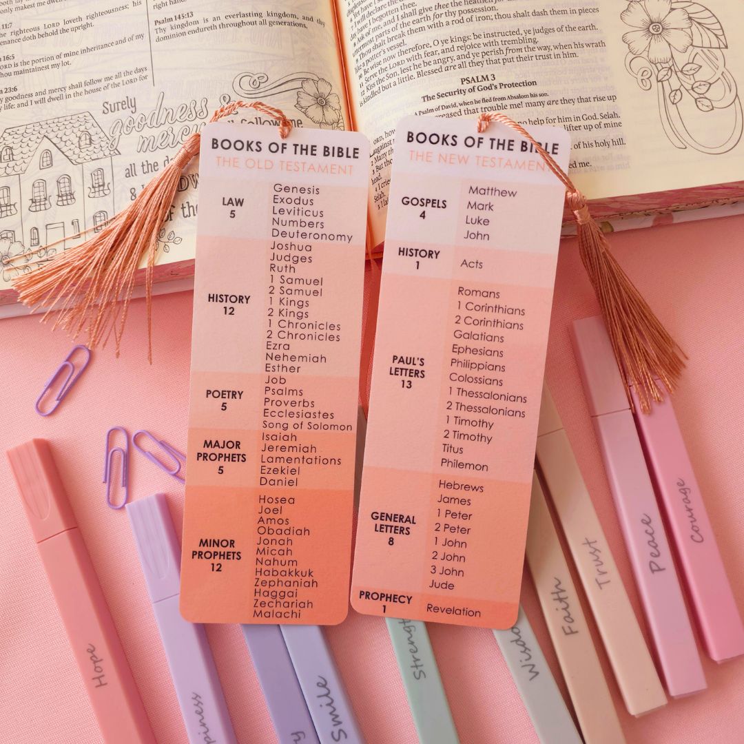 Books of the Bible Bookmark - Peach