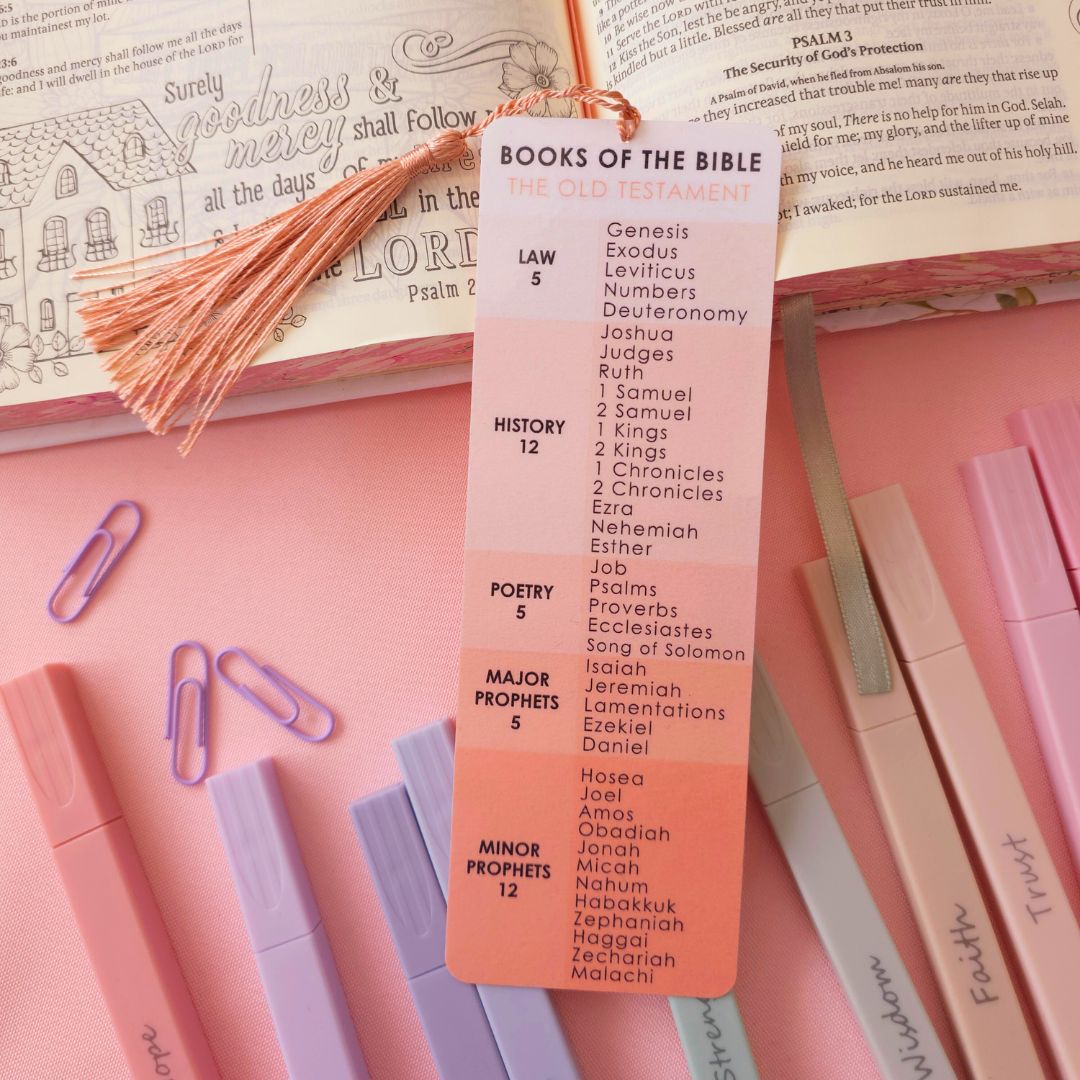 Books of the Bible Bookmark - Peach