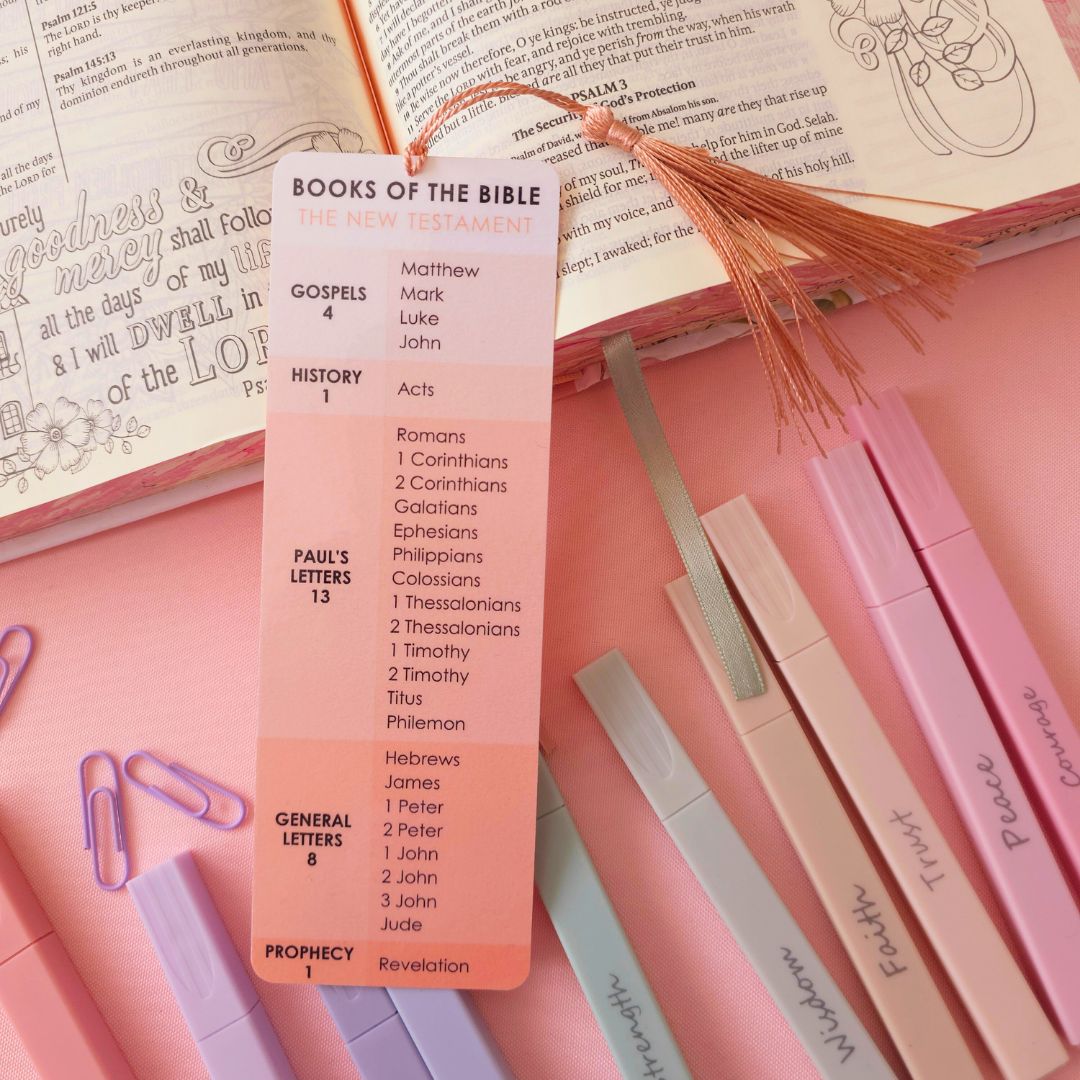 Books of the Bible Bookmark - Peach