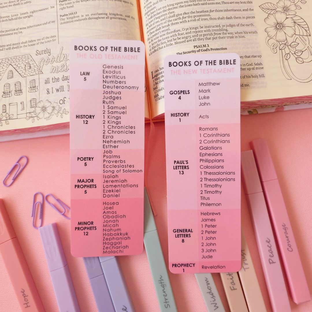 Books of the Bible Bookmark - Pink
