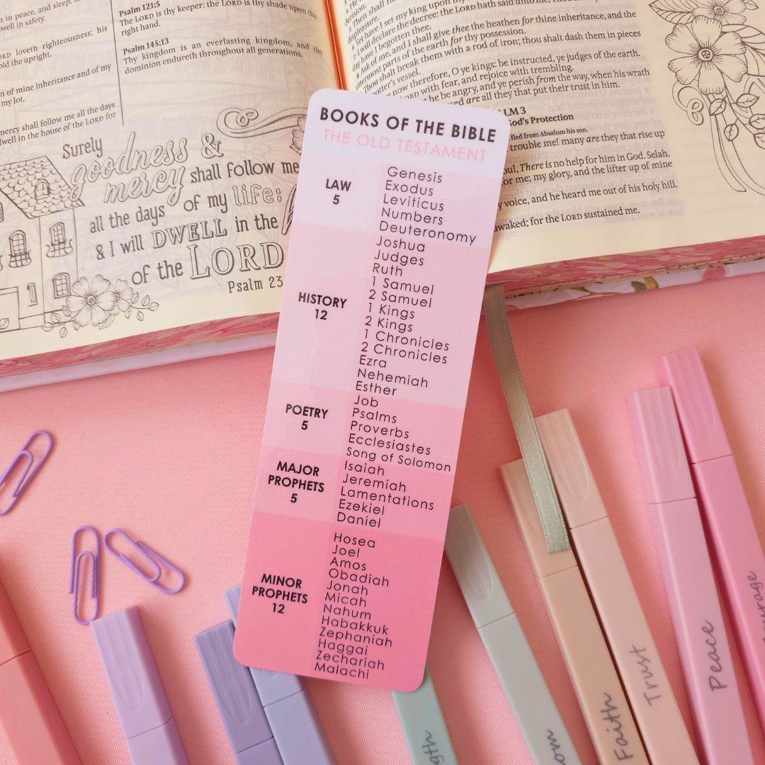 Books of the Bible Bookmark - Pink