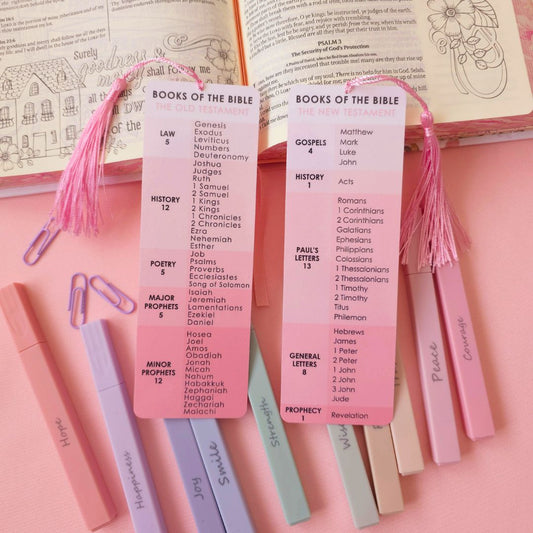 Books of the Bible Bookmark - Pink