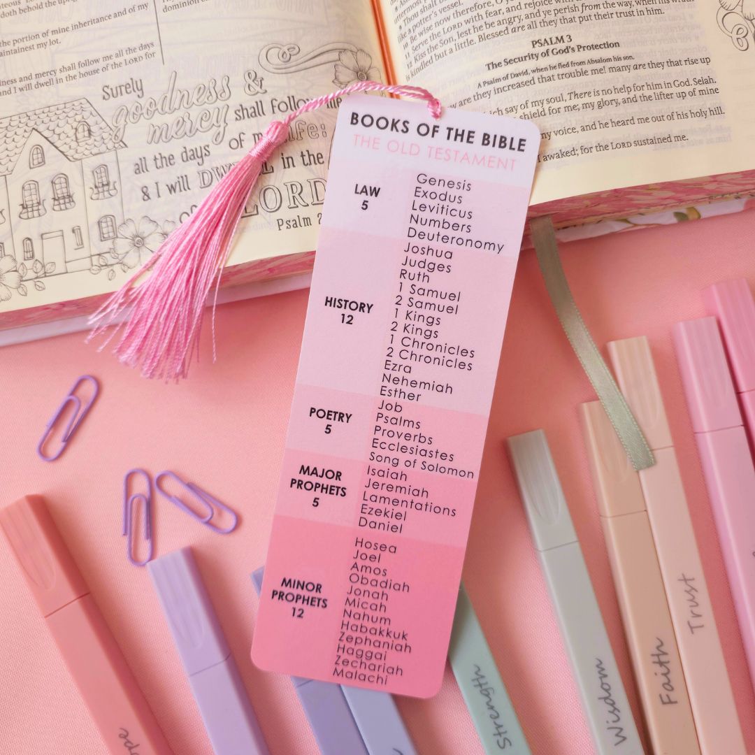 Books of the Bible Bookmark - Pink
