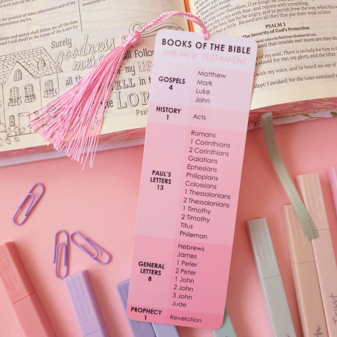 Books of the Bible Bookmark - Pink