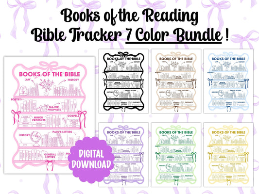 7 Color BUNDLE Bible Books Reading Tracker - Digital File