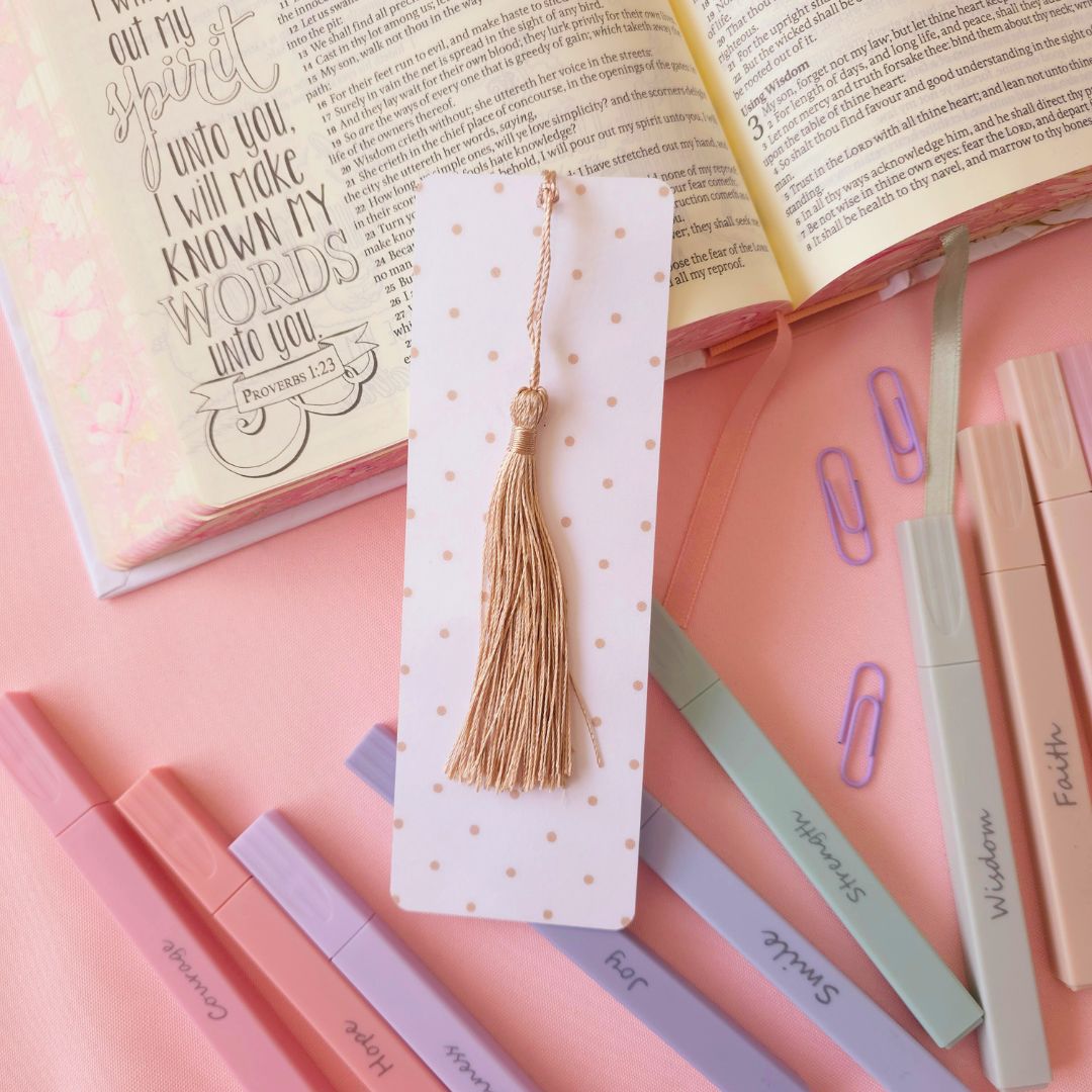 Tan Polka Dot Bookmark
