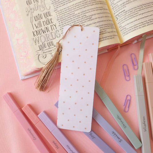 Tan Polka Dot Bookmark