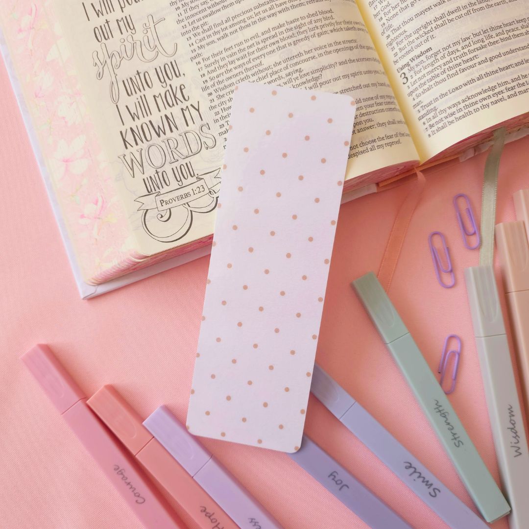 Tan Polka Dot Bookmark