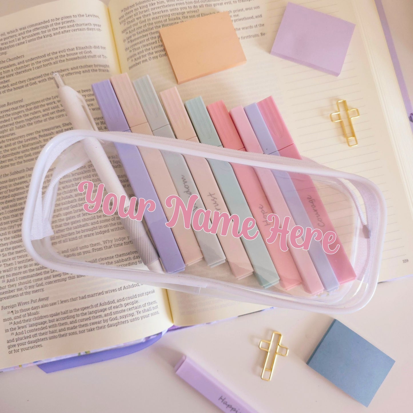 Clear White Pencil Bag - Custom