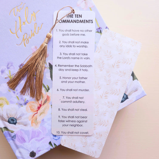 Ten Commandments Bookmark - Tan