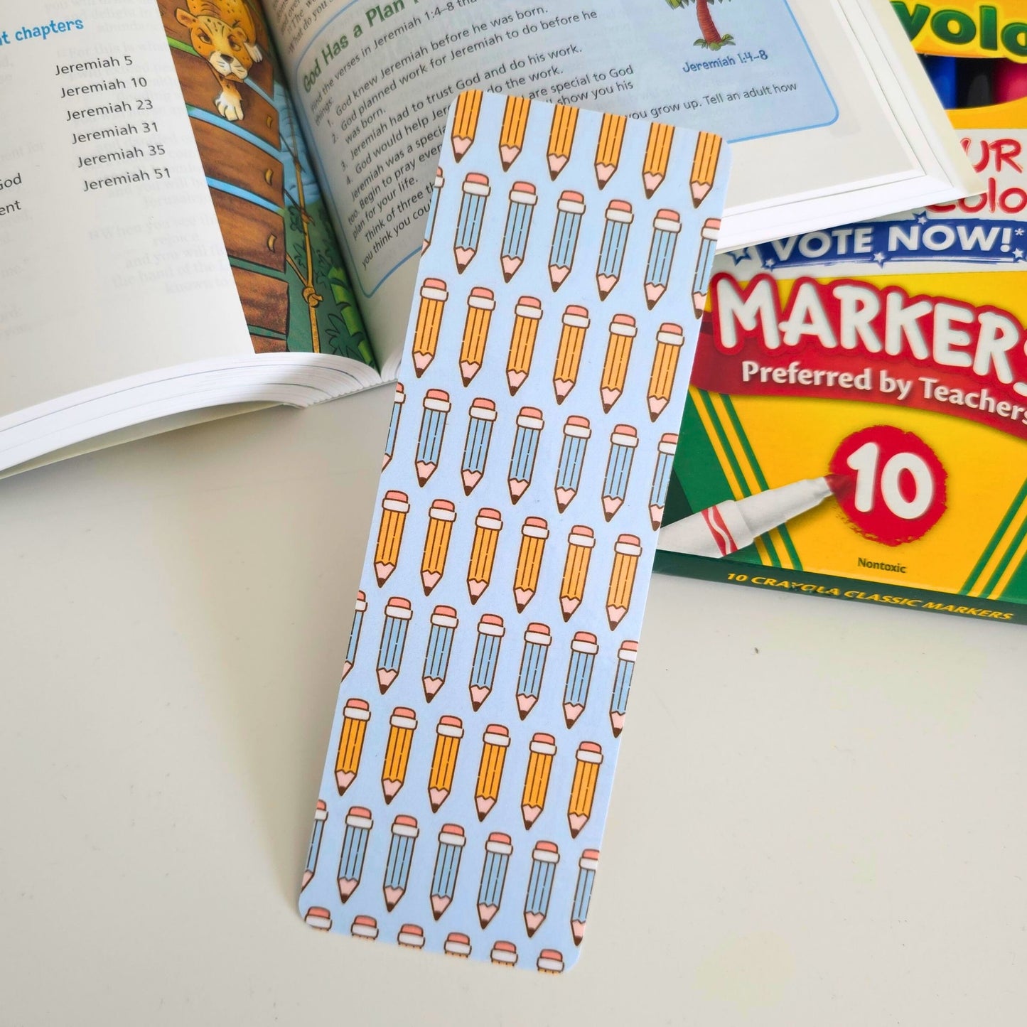 School Bookmark - Pencil Blue