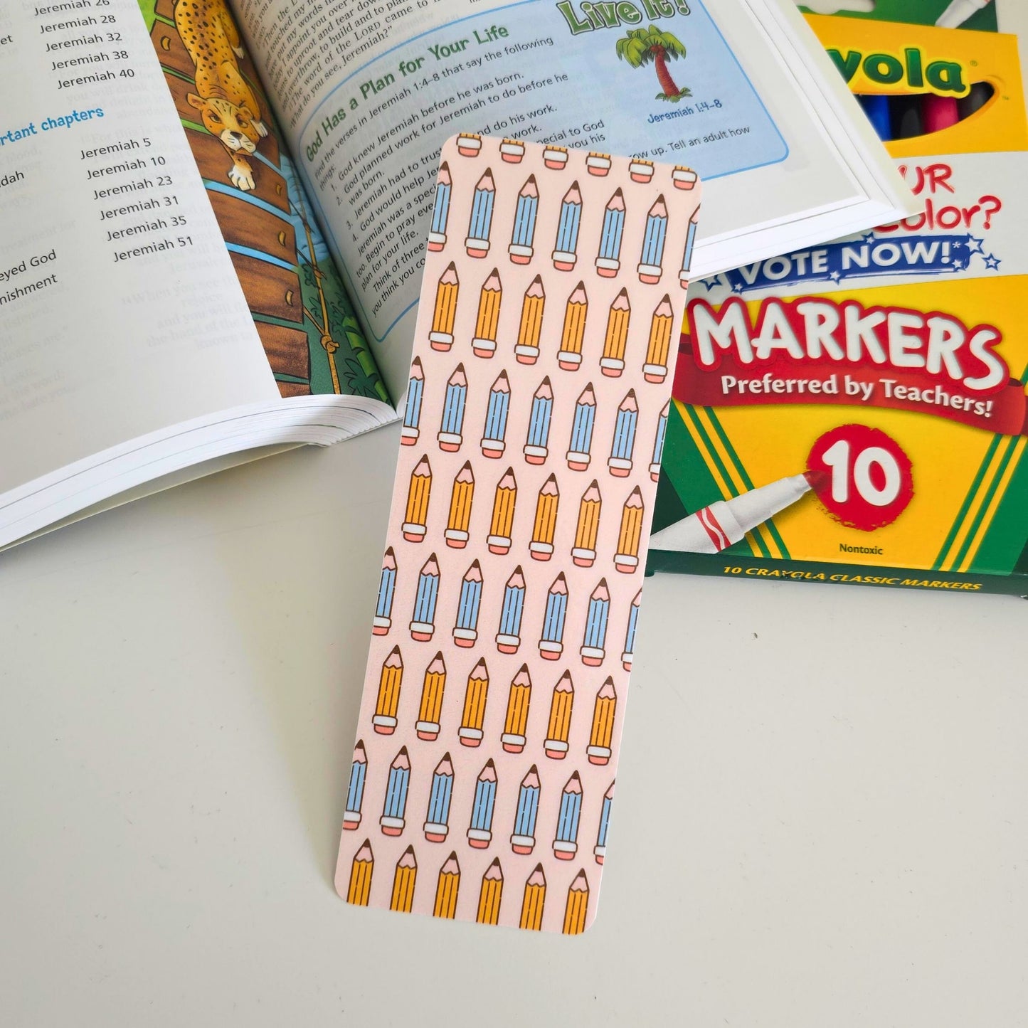 School Bookmark - Pencil Pink