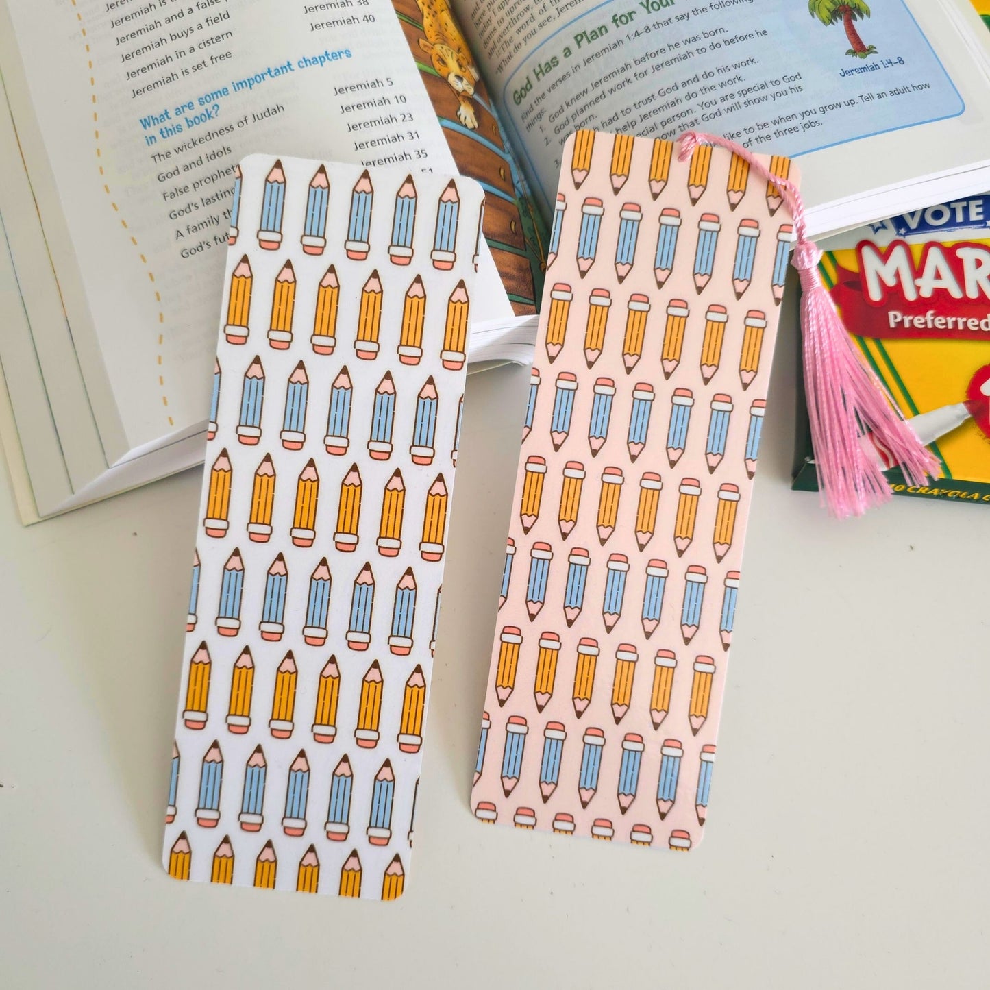 School Bookmark - Pencil Pink