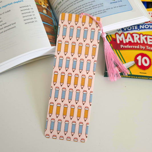 School Bookmark - Pencil Pink