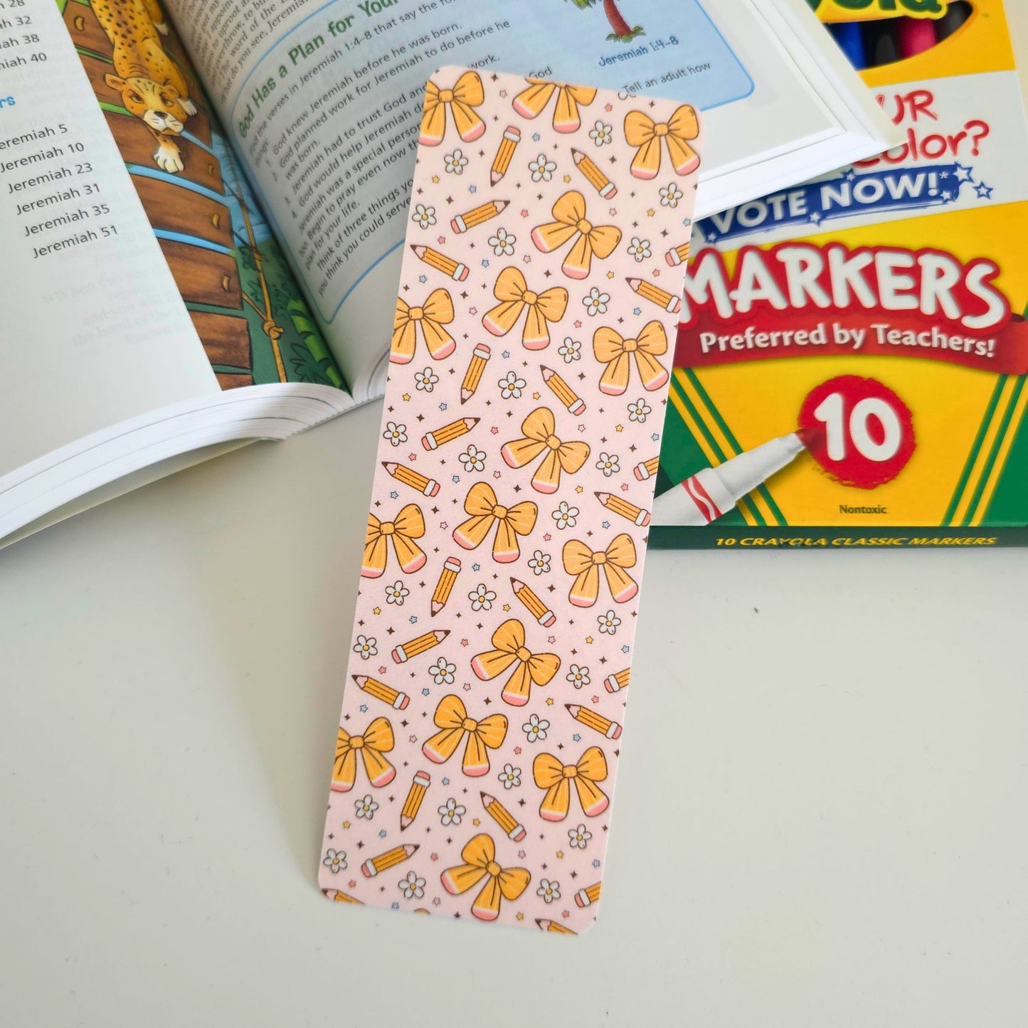 School Bookmark - Pink Bow