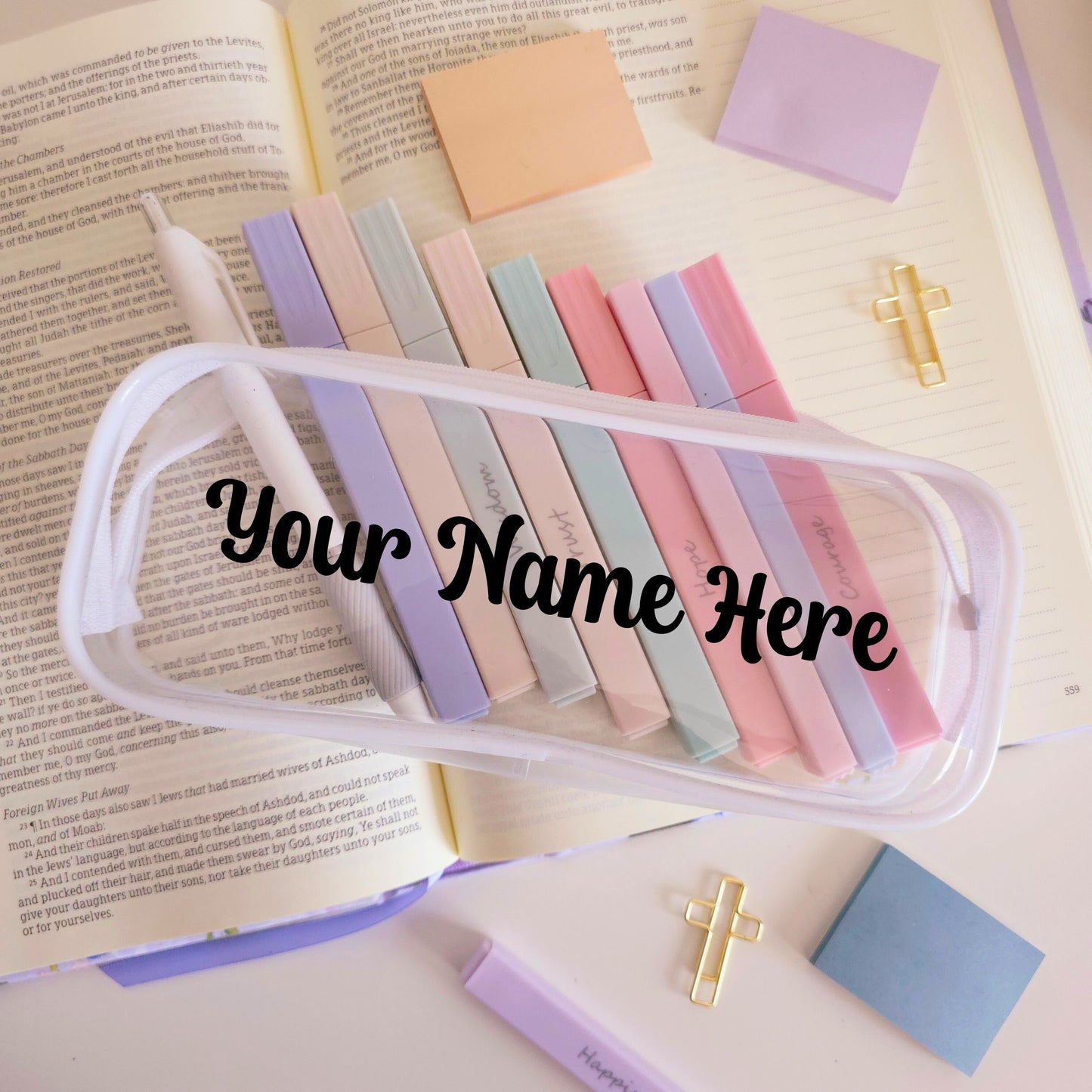Clear White Pencil Bag - Custom