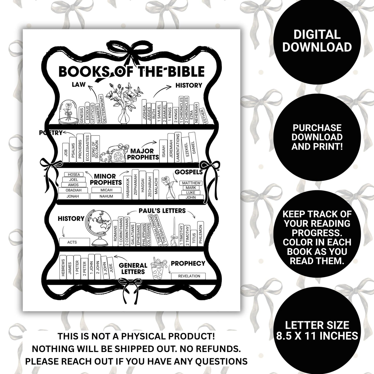 7 Color BUNDLE Bible Books Reading Tracker - Digital File