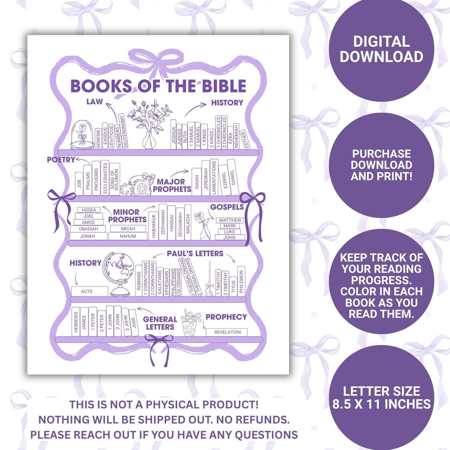 7 Color BUNDLE Bible Books Reading Tracker - Digital File