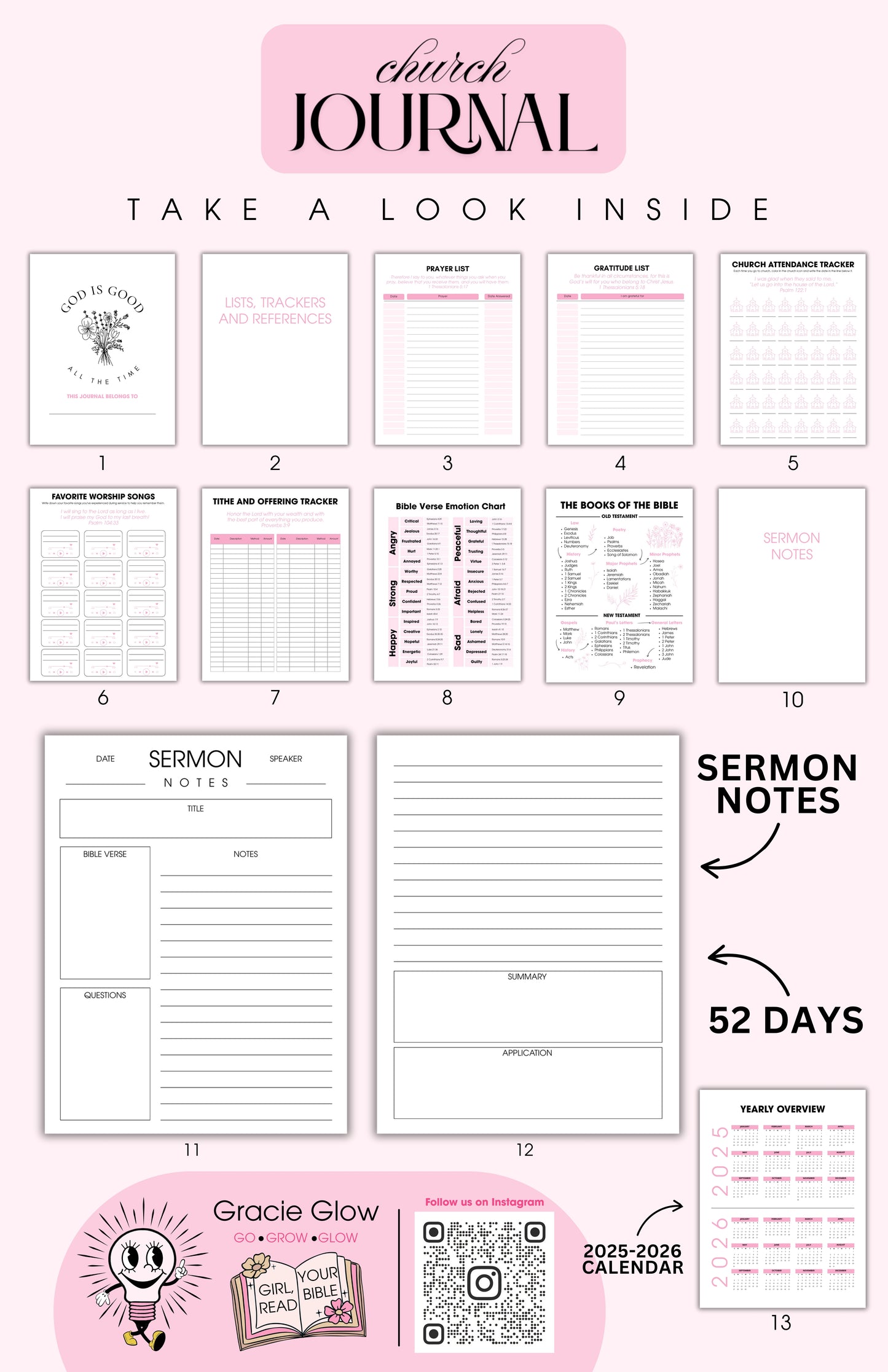 Church Journal - Pink/White